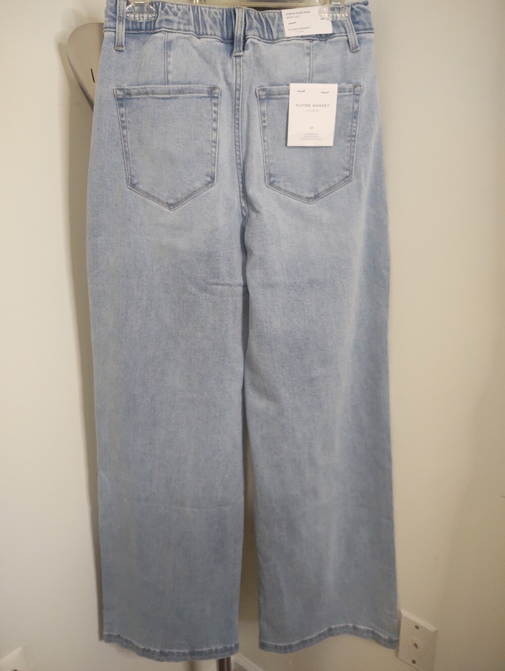 Flying Monkey Light Wash Wide Leg Jeans with Drawstring Size 28 - Picture 4 of 10